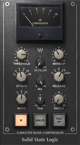 Waves SSL G-Master Buss Compressor plugin interface