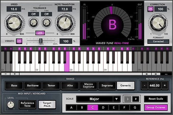 Waves Tune Real-Time plugin interface